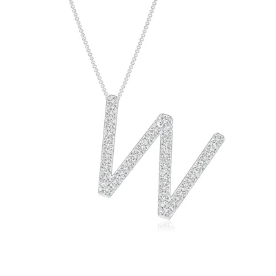 Angara Prong-set Diamond Capital "w" Initial Pendant In Metallic