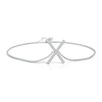 Angara Prong-set Diamond Capital "x" Initial Bracelet In Metallic