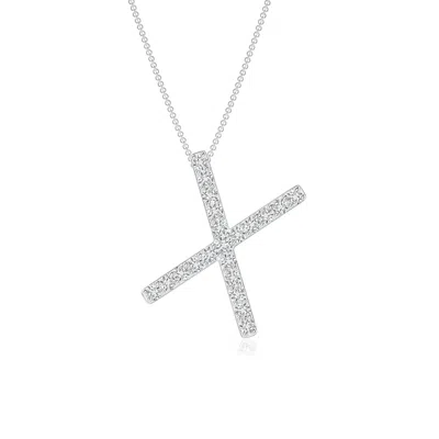 Angara Prong-set Diamond Capital "x" Initial Pendant In Metallic