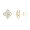 Angara Prong-set Diamond Clover Stud Earrings In Yellow Gold/g