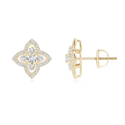 Angara Prong-set Diamond Clover Stud Earrings In Gold