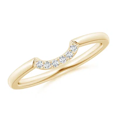 Angara Prong-set Diamond Comfort Fit Curved Wedding Ring In Gold