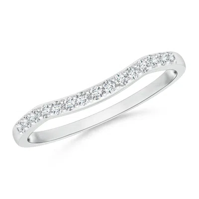 Angara Prong Set Diamond Contour Wedding Ring In White