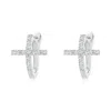 Angara Prong-set Diamond Cross Hoop Earrings In White Gold/g