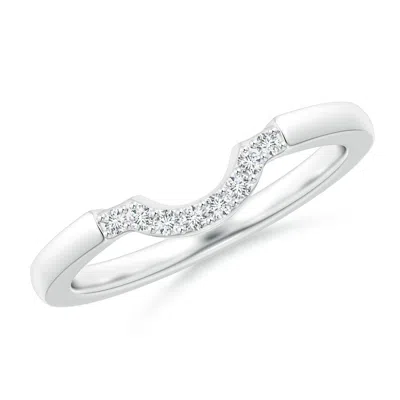 Angara Prong-set Diamond Curved Wedding Ring In Metallic