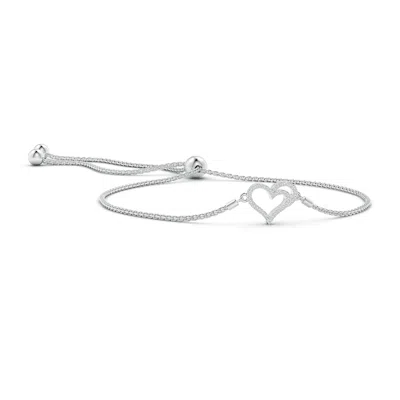 Angara Prong-set Diamond Heart Bolo Bracelet In Metallic