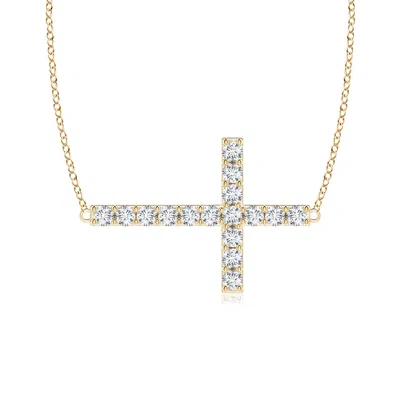 Angara Prong-set Diamond Horizontal Cross Pendant In Gold