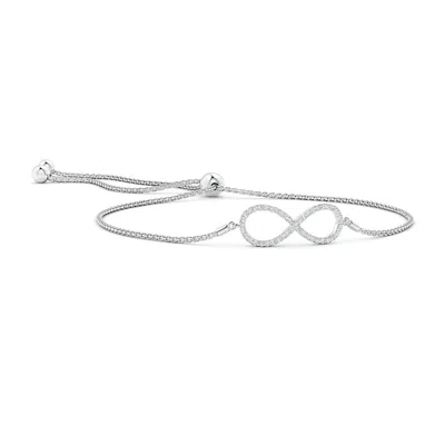 Angara Prong-set Diamond Infinity Bolo Bracelet In Metallic