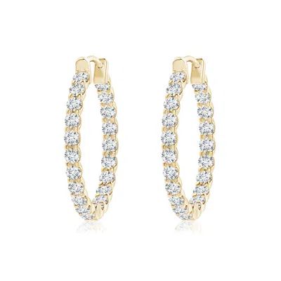 Angara Prong-set Diamond Inside Out Hoop Earrings In Gold