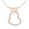 Angara Prong-set Diamond Interlocking Twin Heart Pendant