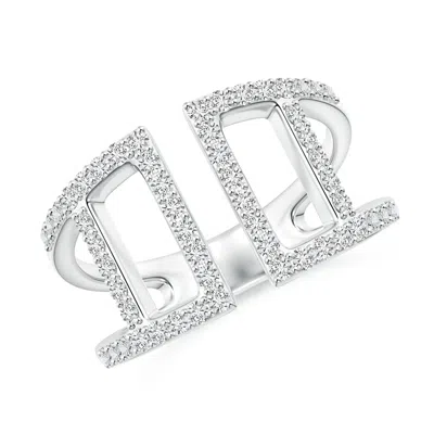 Angara Prong-set Diamond Open Cuff Ring In White