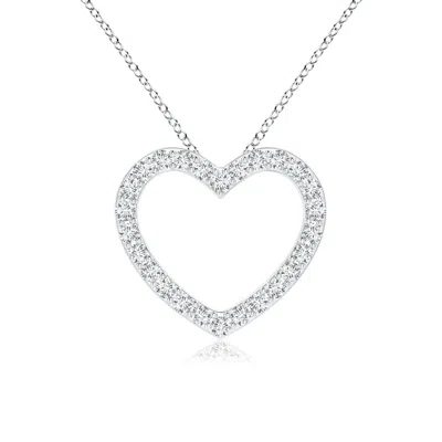 Angara Prong-set Diamond Open Heart Pendant In Metallic