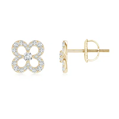 Angara Prong-set Diamond Open Petal Floral Stud Earrings In Gold