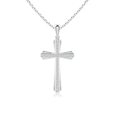 Angara Prong-set Diamond Tapered Cross Pendant In White