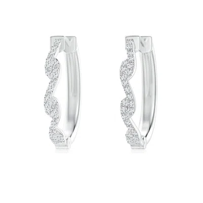 Angara Prong-set Diamond Twisted Oval Hoop Earrings In Metallic