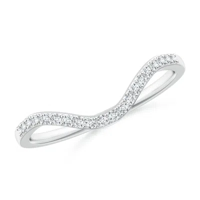 Angara Prong-set Diamond Wavy Comfort Fit Wedding Ring In Metallic