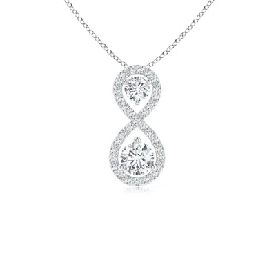 Angara Prong-set Double Diamond Infinity Pendant In Metallic
