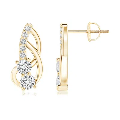 Angara Prong-set Double Diamond Loop Earrings In Gold