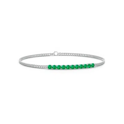 Angara Prong-set Emerald Bar Bracelet In Metallic
