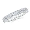 Angara Prong-set Emerald-cut Diamond Half Eternity Wedding Ring In White Gold/h