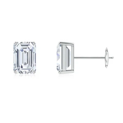 Angara Prong-set Emerald-cut Diamond Solitaire Stud Earrings In Metallic