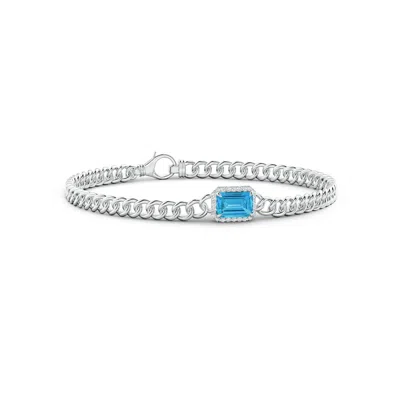 Angara Prong-set Emerald-cut Fancy Intense Blue Diamond Bracelet With Halo