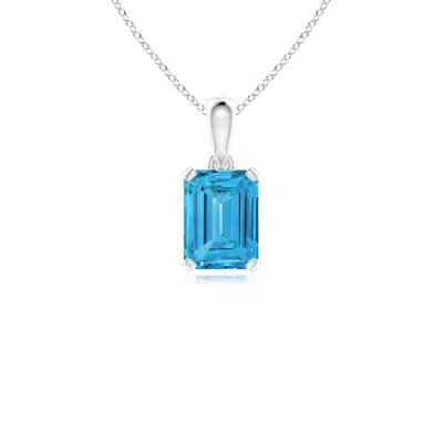 Angara Prong-set Emerald-cut Fancy Intense Blue Diamond Solitaire Pendant