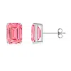 Angara Prong-set Emerald-cut Lab-grown Fancy Intense Pink Diamond Solitaire Stud Earrings In White Gold/fancy Intense