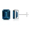 Angara Prong-set Emerald-cut London Blue Topaz Solitaire Earrings In White Gold/deep Greenish Blue