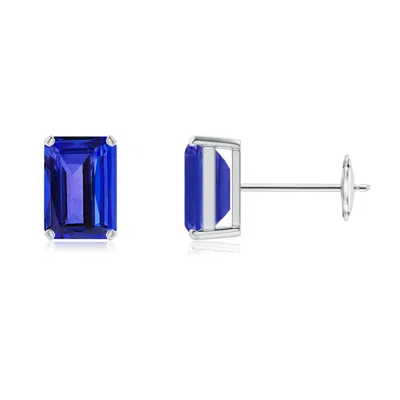 Angara Prong-set Emerald-cut Tanzanite Solitaire Stud Earrings In Metallic