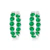 Angara Prong-set Emerald Inside Out Hoop Earrings In White Gold/rich Medium Green