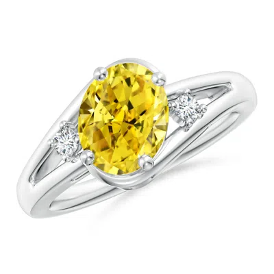 Angara Prong-set Fancy Intense Yellow And White Diamond Split Shank Ring