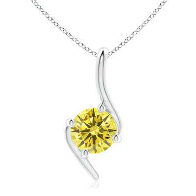 Angara Prong-set Fancy Intense Yellow Diamond Solitaire Bypass Pendant In Metallic