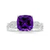 Angara Prong-set Gia Certified Cushion Amethyst Twist Shank Ring In White Gold/dark Purple