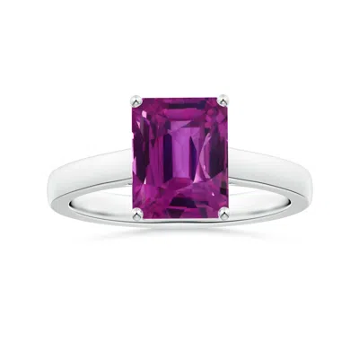 Angara Prong-set Gia Certified Emerald-cut Pink Sapphire Solitaire Ring In Metallic