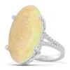 Angara Prong-set Gia Certified Oval Opal Split Shank Ring With Diamonds In White Gold/milky With Medium Play Of Colour
