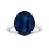 Angara Prong-set Gia Certified Oval Sapphire Solitaire Reverse Tapered Shank Ring In White Gold/dark To Medium Blue