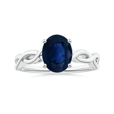 Angara Prong-set Gia Certified Oval Sapphire Solitaire Ring With Twisted Shank In Blue