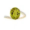 Angara Prong-set Gia Certified Oval Tourmaline Bypass Ring In Yellow Gold