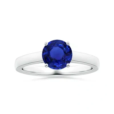 Angara Prong-set Gia Certified Round Blue Sapphire Solitaire Ring In Metallic