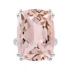 Angara Prong-set Gia Certified Solitaire Cushion Morganite Feather Ring In White Gold/light Peach