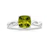 Angara Prong-set Gia Certified Solitaire Cushion Peridot Twisted Shank Ring In White Gold/medium Yellowish Green