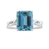 Angara Prong-set Gia Certified Solitaire Emerald-cut Aquamarine Twisted Shank Ring In White Gold/swiss Blue