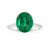 Angara Prong-set Gia Certified Solitaire Oval Emerald Knife-edge Shank Ring In White Gold/rich Medium Green