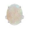 Angara Prong-set Gia Certified Solitaire Oval Opal Reverse Tapered Ring With Scrollwork In White Gold/milky With Low Play Of Colour