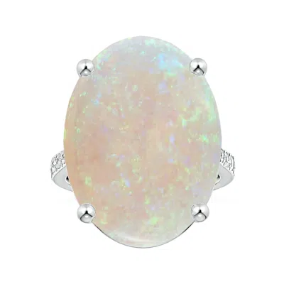Angara Prong-set Gia Certified Solitaire Oval Opal Reverse Tapered Ring With Scrollwork In Metallic