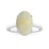 Angara Prong-set Gia Certified Solitaire Oval Opal Reverse Tapered Shank Ring In White Gold/milky With Very Low Play Of Colour