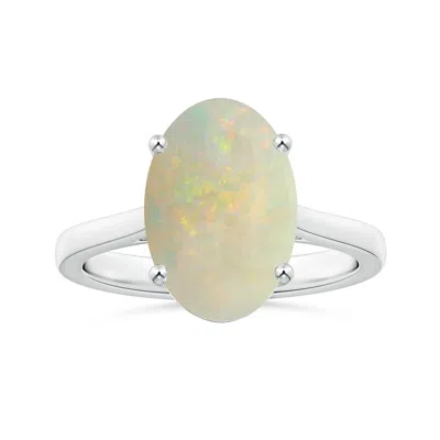 Angara Prong-set Gia Certified Solitaire Oval Opal Reverse Tapered Shank Ring In Metallic