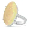 Angara Prong-set Gia Certified Solitaire Oval Opal Ring With Leaf Motifs In White Gold/milky With Medium Play Of Colour