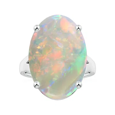 Angara Prong-set Gia Certified Solitaire Oval Opal Split Shank Ring In Metallic